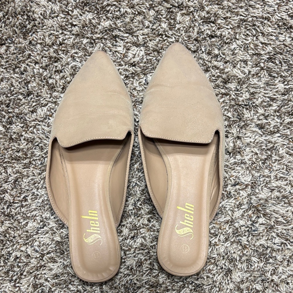 SHEIN Women's Beige Pointed-Toe Mules